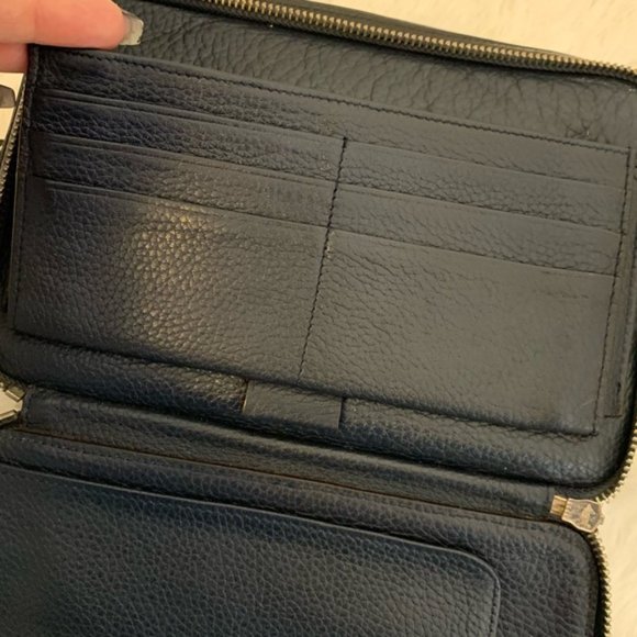 Prada Saffiano Leather Zippered Travel Organizer Blue & Burgundy - Picture 13 of 16